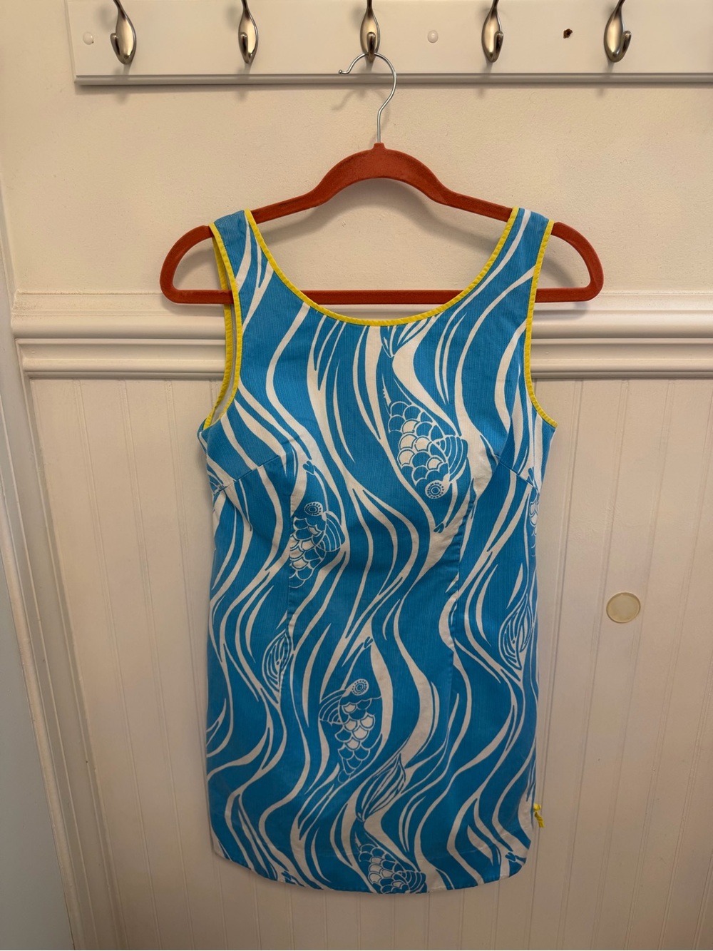 Lilly Pulitzer Blue and White Mini Dress with Yellow Trim